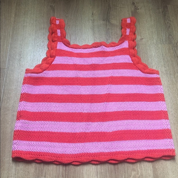 GAP Women’s 100% Cotton Red and Pink Striped Knit Tank Top Size Medium - Picture 6 of 8